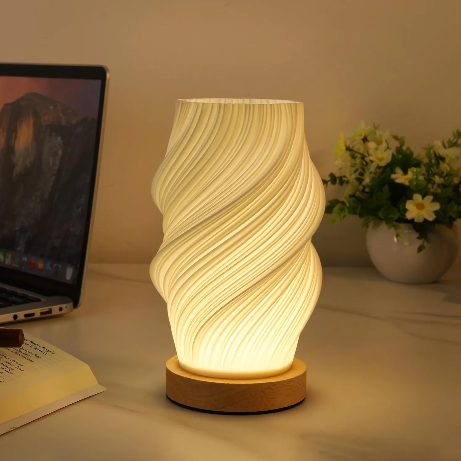 Flowing Contour Curved Table Luminaire, Soft Glow Decorative Night Lamp For Bedroom And Living Space Styling