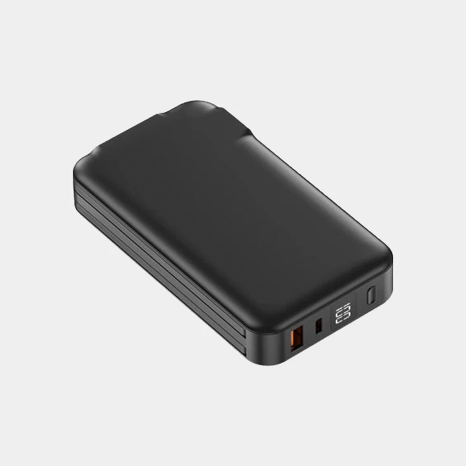 All-In-One Portable Backup Battery With Foldable AC Prongs, Integrated Cables And Digital Power Readout