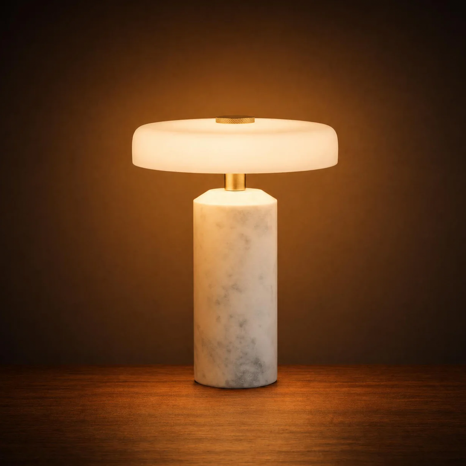 Disc-Shade Rechargeable Table Luminaire, Portable Cordless Desk Light With Soft Warm Ambient Illumination