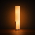 Tall Cylindrical Shade Floor Luminaire, Vertical Standing Ambient Light With Support Frame For Living Space Corner Styling