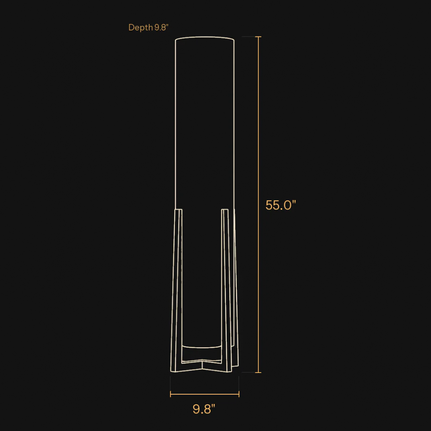 Tall Cylindrical Shade Floor Luminaire, Vertical Standing Ambient Light With Support Frame For Living Space Corner Styling