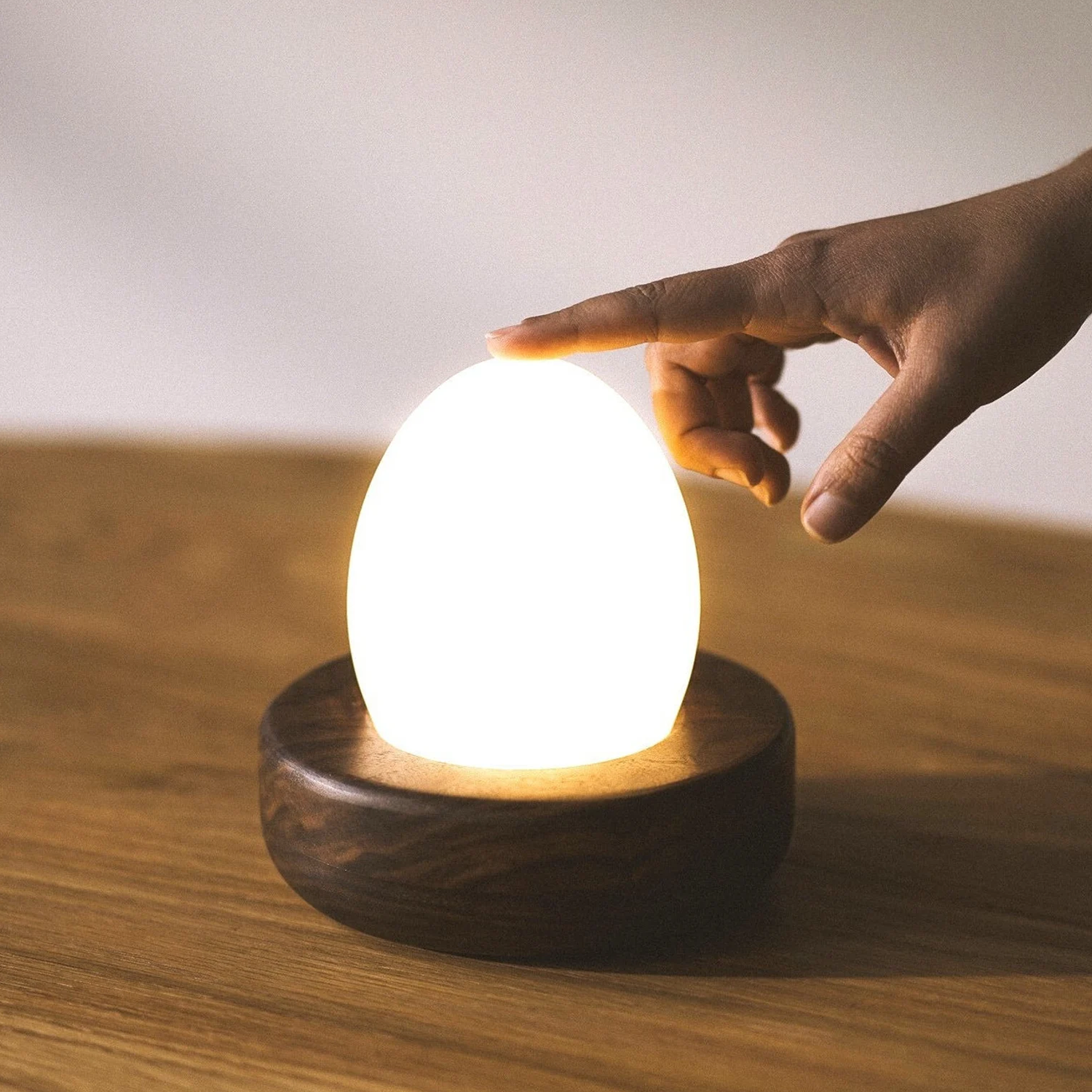 Ovoid Touch Activated Portable Night Luminaire, Rechargeable Dimmable Multi-Color Ambient Lamp For Indoor Rest Spaces