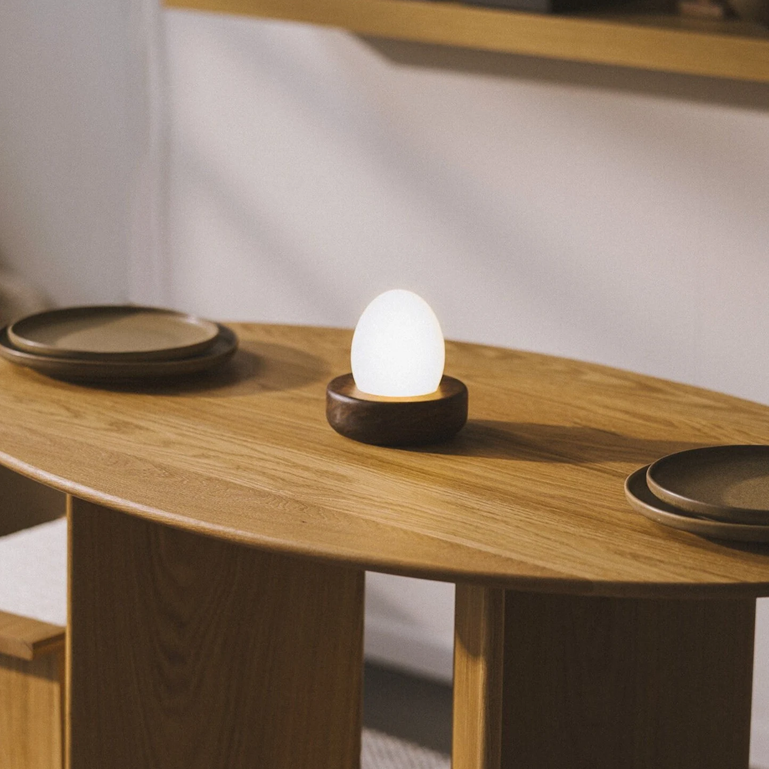 Ovoid Touch Activated Portable Night Luminaire, Rechargeable Dimmable Multi-Color Ambient Lamp For Indoor Rest Spaces