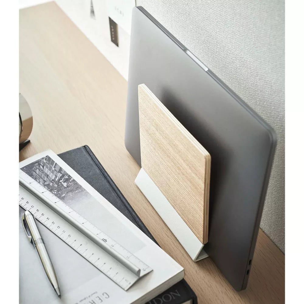Wood & Steel Vertical Laptop Holder Stand