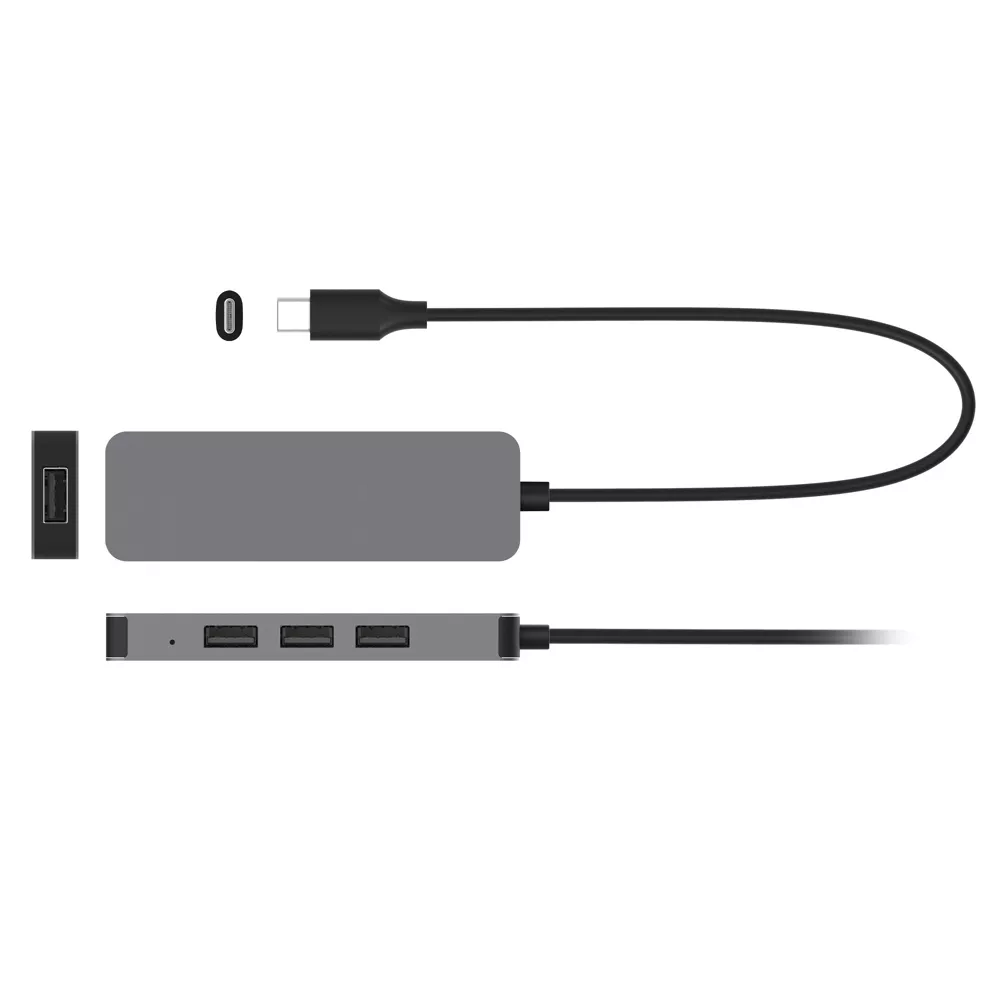 Aluminum Adjustable Laptop Stand with Built-in 4-Port USB Hub