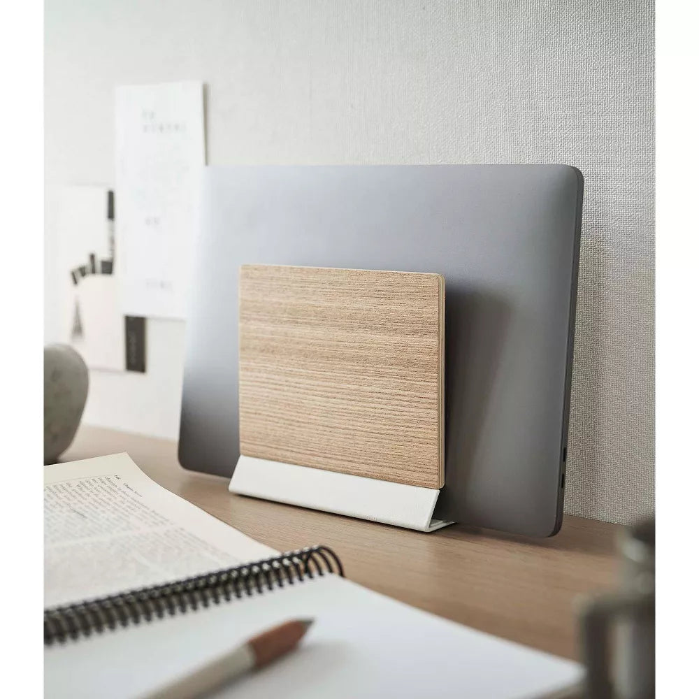 Wood & Steel Vertical Laptop Holder Stand